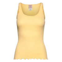 Cotton Top Regular W/ Lace T-shirts & Tops Sleeveless Keltainen Barbara Kristoffersen By Rosemunde, Barbara Kristoffersen by R..