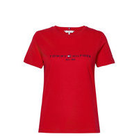 Th Ess Hilfiger C-Nk Reg Tee Ss T-shirts & Tops Short-sleeved Punainen Tommy Hilfiger