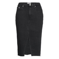 High Rise Midi Skirt Polvipituinen Hame Musta Calvin Klein Jeans