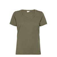 Naia O-Neck T-Shirt Lm/Oc T-shirts & Tops Short-sleeved Vihreä Cream