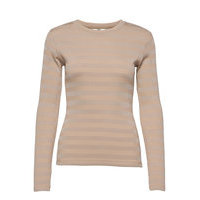 2x2 Tonal Stripe Tuba T-shirts & Tops Long-sleeved Beige Mads Nørgaard