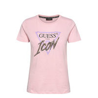 Ss Cn Icon Tee T-shirts & Tops Short-sleeved Vaaleanpunainen GUESS Jeans