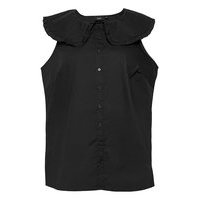 Shirt Plus Sleeveless Cotton Ruffles Hihaton Pusero Paita Musta Zizzi