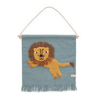 Jumping Lion Wallhanger Home Kids Decor Wall Decors Sininen OYOY Living Design