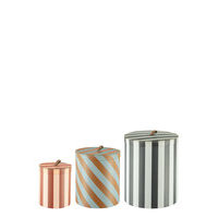 Storage Box - Round - Stripe - Set Of 3 Home Kids Decor Storage Monivärinen/Kuvioitu OYOY Living Design