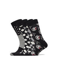 4-Pack Black & White Socks Gift Set Underwear Socks Regular Socks Musta Happy Socks