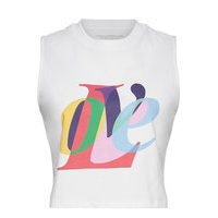 Love Graphic Organic Vest Top Crop Tops Valkoinen French Connection