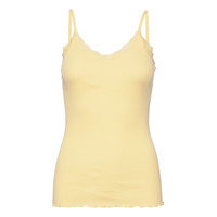 Organic Strap Top W/Lace T-shirts & Tops Sleeveless Keltainen Rosemunde