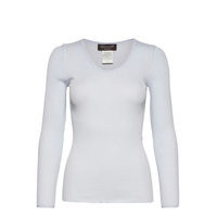 Silk T-Shirt Regular Length W/ Elas T-shirts & Tops Long-sleeved Sininen Rosemunde
