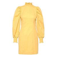Objkamali L/S Dress Polvipituinen Mekko Keltainen Object