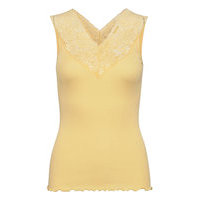 Silk Top W/ Lace T-shirts & Tops Sleeveless Keltainen Rosemunde