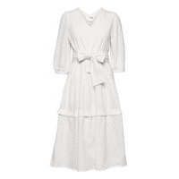 Slfcece-Sadie 3/4 Midi Dress Polvipituinen Mekko Valkoinen Selected Femme