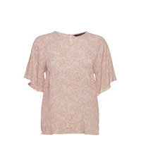 Vera Flower Top Blouses Short-sleeved Vaaleanpunainen Lexington Clothing