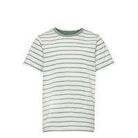T-Shirt S/S Striped School T-shirts Short-sleeved Vihreä Polarn O. Pyret