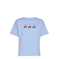 Organic T-Shirt Ss T-shirts & Tops Short-sleeved Sininen Barbara Kristoffersen By Rosemunde, Barbara Kristoffersen by Rosemunde