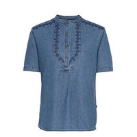 Grandad Blouse Blouses Short-sleeved Sininen Superdry