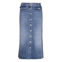 Slfasly Hw Denim Skirt U Polvipituinen Hame Sininen Selected Femme