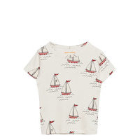 Sailing Boats Aop Ss Tee T-shirts Short-sleeved Valkoinen Mini Rodini