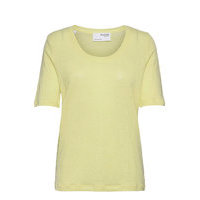 Slflinen Ss U-Neck Tee T-shirts & Tops Short-sleeved Keltainen Selected Femme