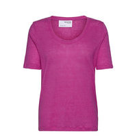Slflinen Ss U-Neck Tee T-shirts & Tops Short-sleeved Vaaleanpunainen Selected Femme