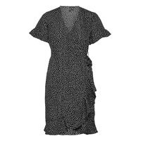 Vmhenna 2/4 Wrap Frill Dress Polvipituinen Mekko Musta Vero Moda