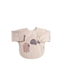 Sleeved Bib 6-18m Sea Friends Home Meal Time Bibs Vaaleanpunainen D By Deer, Done by Deer