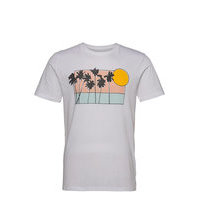 T-Shirt Stockholm Sunset Palms White T-shirts Short-sleeved Valkoinen DEDICATED