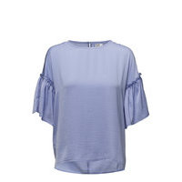 Blouse With Ruffle Sleeve Blouses Short-sleeved Sininen Saint Tropez