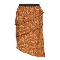 U8001, Woven Skirt On Knee Polvipituinen Hame Oranssi Saint Tropez