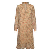 U6021, Woven Dress L/S Polvipituinen Mekko Beige Saint Tropez