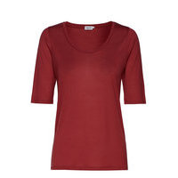 Tencel Scoop-Neck Tee T-shirts & Tops Short-sleeved Punainen Filippa K