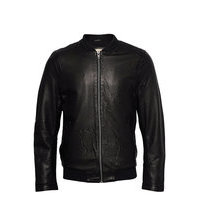 Sheep Leather Jacket With Rib And Shoulder Detail Nahkatakki Musta Revolution