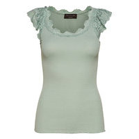 Silk Top Regular W/Wide Lace Hihaton Pusero Paita Sininen Rosemunde