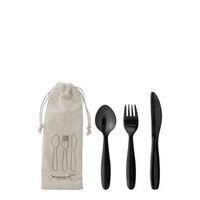 Ally Cutlery, Black, Stainless Steel Set Of 3 Home Meal Time Cutlery Musta Bloomingville