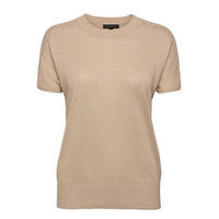 Linen-Blend Short-Sleeve Sweater T-shirts & Tops Knitted T-shirts/tops Beige Banana Republic