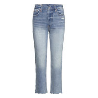 High Rise Distressed Cheeky Straight Jeans With Washwell&# Suorat Farkut Sininen GAP