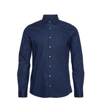 Stretch Collar Print Slim Shirt Paita Rento Casual Sininen Calvin Klein