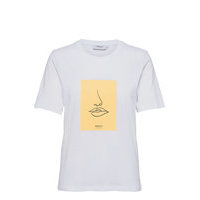 Mo Alva Print Tee T-shirts & Tops Short-sleeved Valkoinen MOSS COPENHAGEN