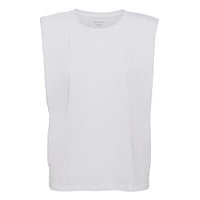 Supima® Padded Shoulder Tank T-shirts & Tops Sleeveless Valkoinen Banana Republic