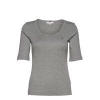 Slim Scoop-Nk Cosy Top 1/2 Slv T-shirts & Tops Short-sleeved Harmaa Tommy Hilfiger