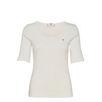 Slim Scoop-Nk Cosy Top 1/2 Slv T-shirts & Tops Short-sleeved Valkoinen Tommy Hilfiger