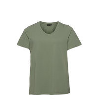 T-Shirt Plus Cotton Basics Loose Fit T-shirts & Tops Short-sleeved Vihreä Zizzi