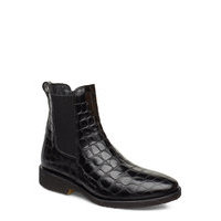 Booties - Flat - With Elastic Bootsit Nauhalliset Saapikkaat Musta ANGULUS