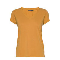 Sl Columbine V-Neck Ss T-shirts & Tops Short-sleeved Keltainen Soaked In Luxury, Soaked in Luxury