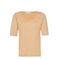 Tencel Scoop-Neck Tee T-shirts & Tops Short-sleeved Beige Filippa K