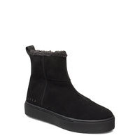 Suede / Pile Boots Shoes Boots Ankle Boots Ankle Boot - Flat Musta Svea