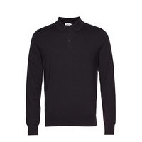 M. Knitted Polo Shirt Polos Long-sleeved Musta Filippa K