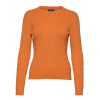 Stretch Cotton Cable C-Neck Neulepaita Oranssi GANT