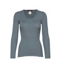 Silk T-Shirt Regular Length W/ Elas T-shirts & Tops Long-sleeved Sininen Rosemunde