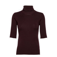 Merino Elbow Sleeve Top Kilpikonnakaulus Poolopaita Punainen Filippa K